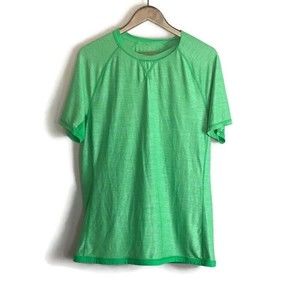 LULULEMON Mens Green Peformance Short Sleeve T Shirt Size L (est) Vent Stretch